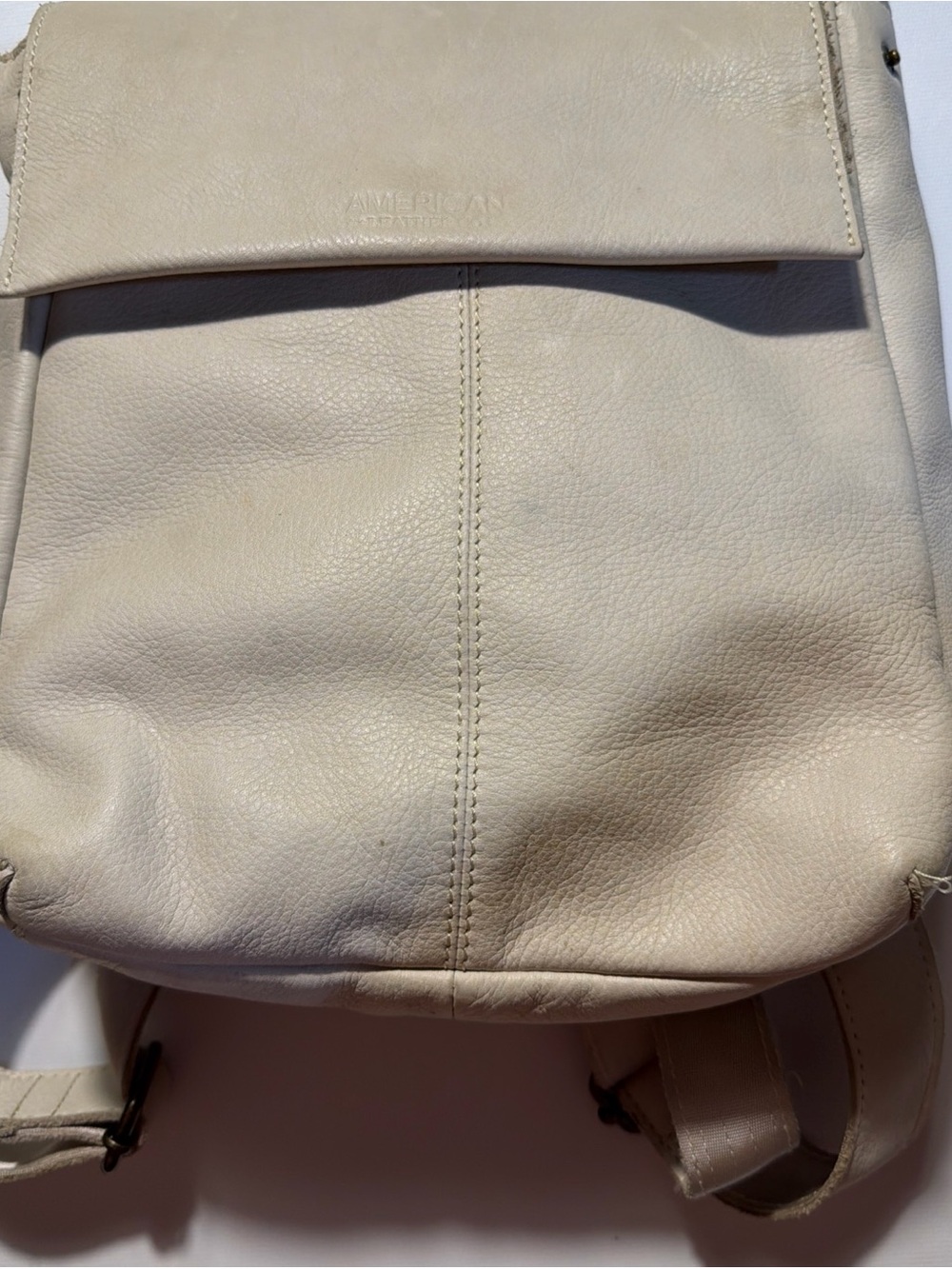 American Leather Co Liberty Small Backpack Cream Soft Leather Bag - Picture 2 of 14